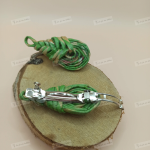 barrettes_papier_recyclé_arabesque vert
