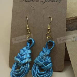 boucles d'oreilles papier arabesque bleu