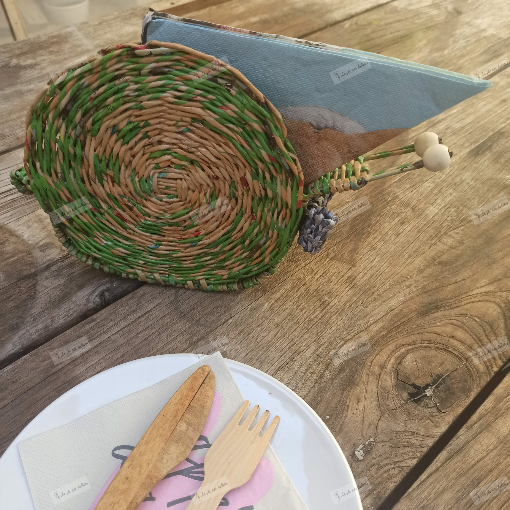 porte serviettes papiers recycle original repas escargot noeud papillon