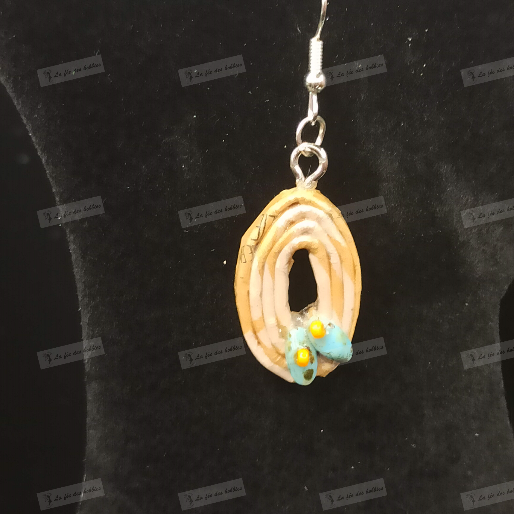 boucles_oreilles_bijoux_papier_recyclé_ovale_sable_turquoise